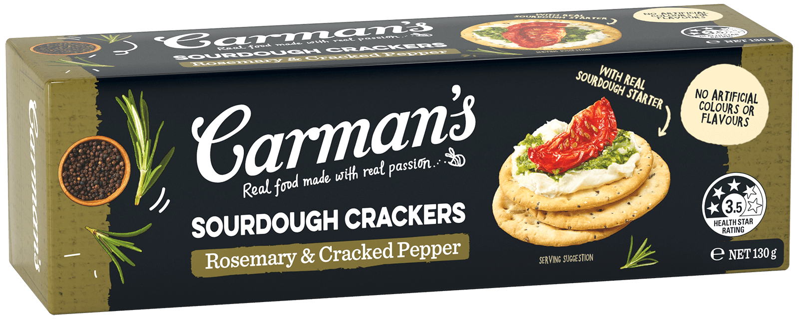 Sourdough Crackers – Rosemary & Cracked Pepper